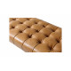 Tan Tufted Leather Bench Iron Industrial Base